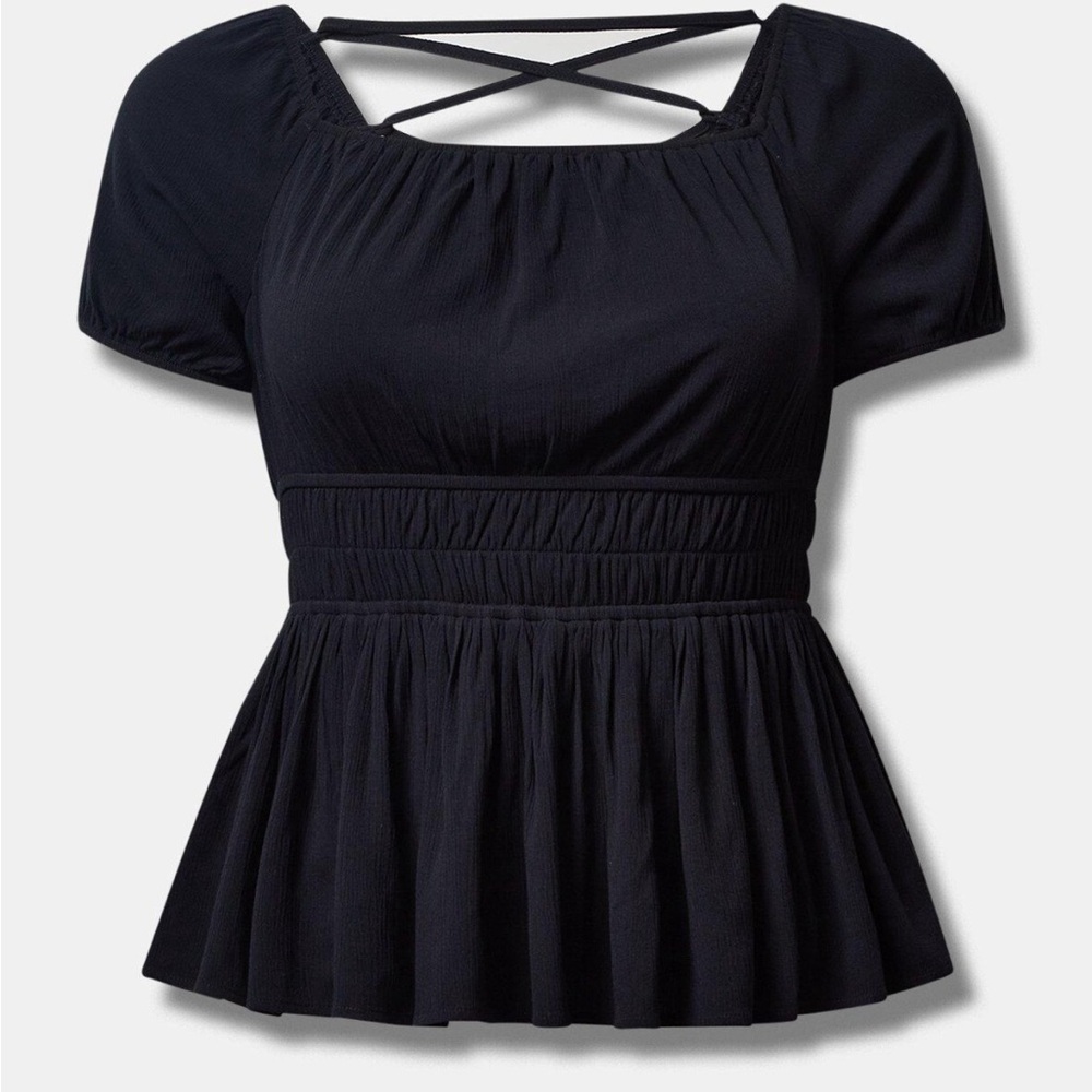 Torrid Black Crisscross Neckline Blouse
